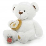 White 5 Feet Big Teddy Bear with a heart